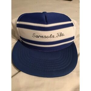 Marsco Sarasota Florida Mesh Trucker Hat Cap Blue White Adjustable